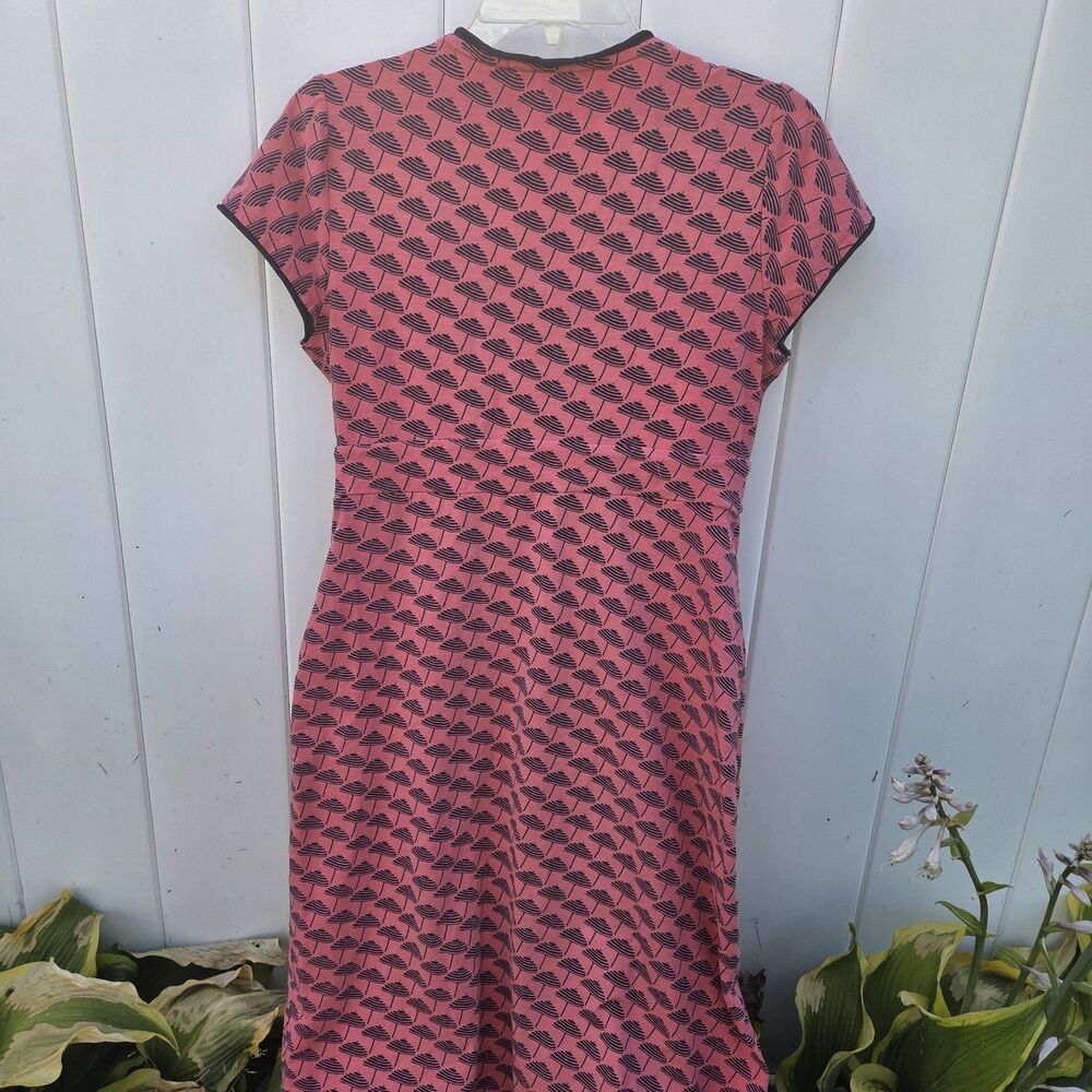 Boden Coral & Navy Sunset Parasol Umbrella Novelty Print Jersey Dress 8R - Picture 9 of 11